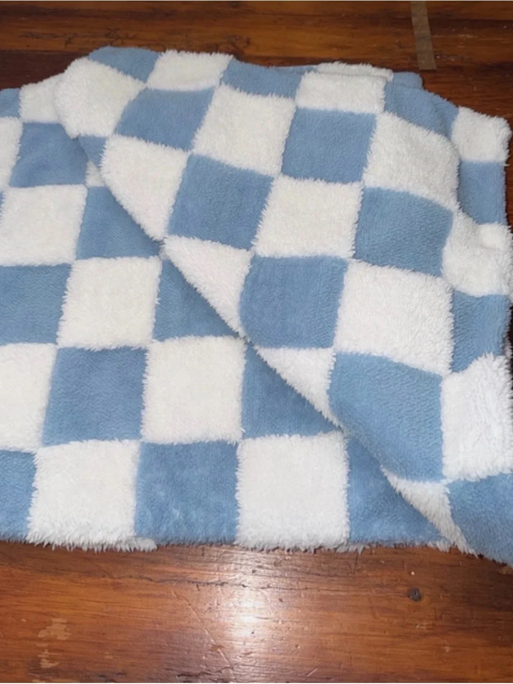 Blue and White Checker Plush pillow covers